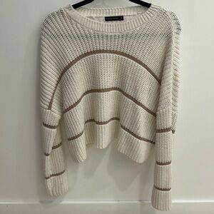 moon & madison Cream and Brown Knit Sweater